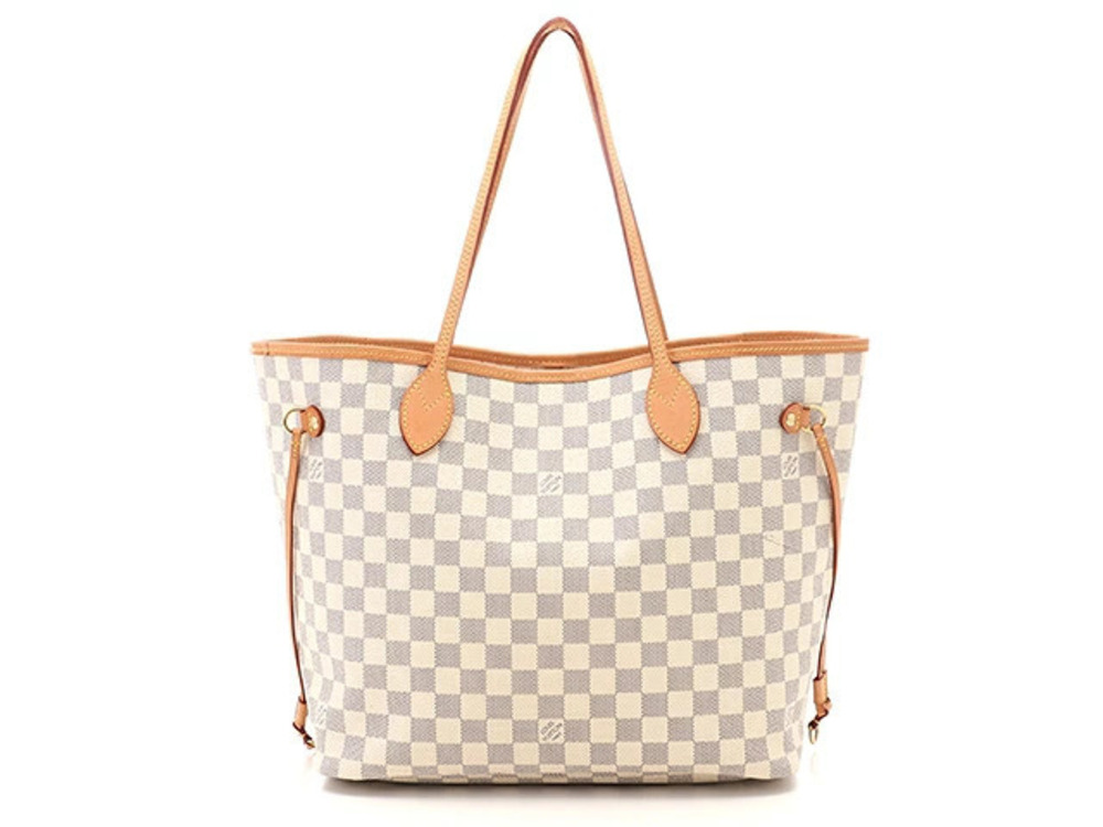 LOUIS VUITTON Neverfull Tote Bag Damier Azur White